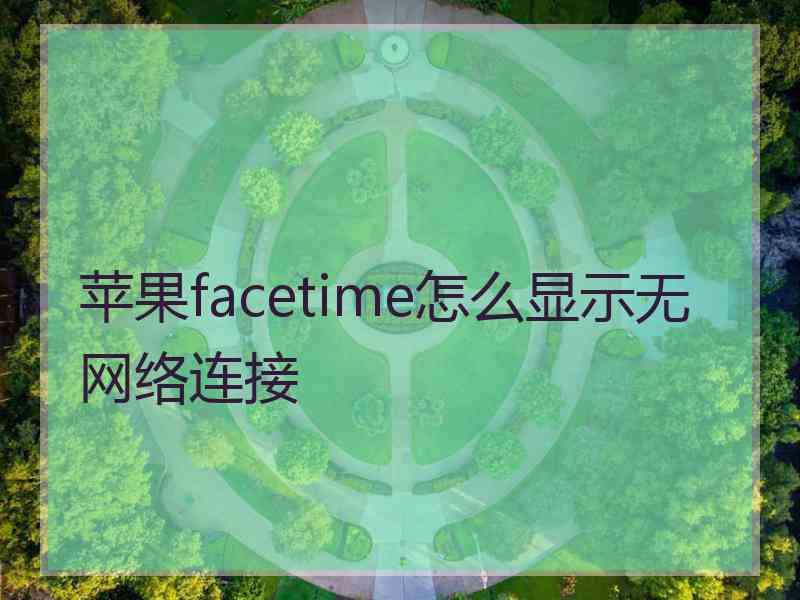 苹果facetime怎么显示无网络连接