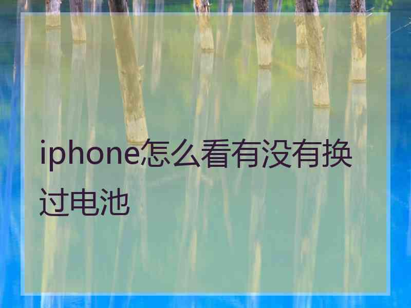 iphone怎么看有没有换过电池