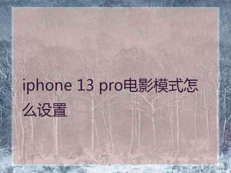 iphone 13 pro电影模式怎么设置