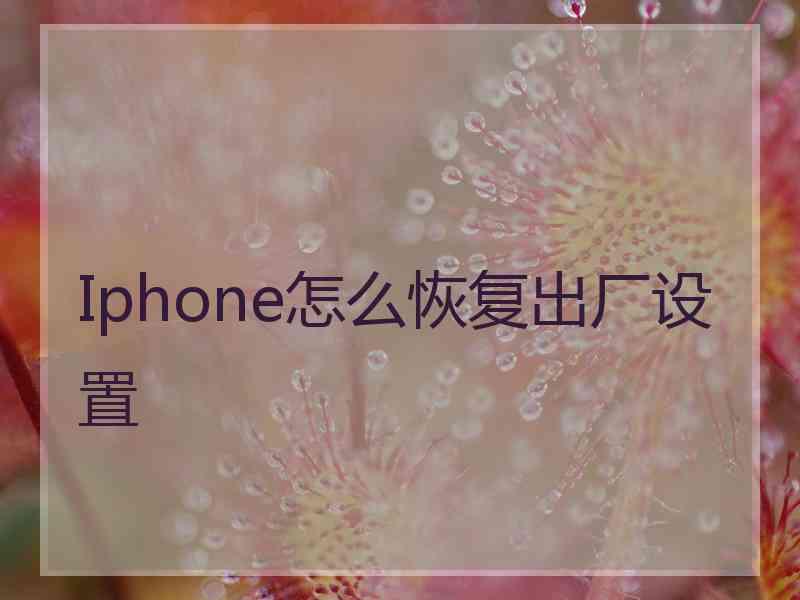 Iphone怎么恢复出厂设置