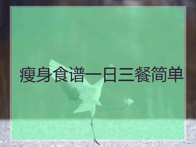 瘦身食谱一日三餐简单