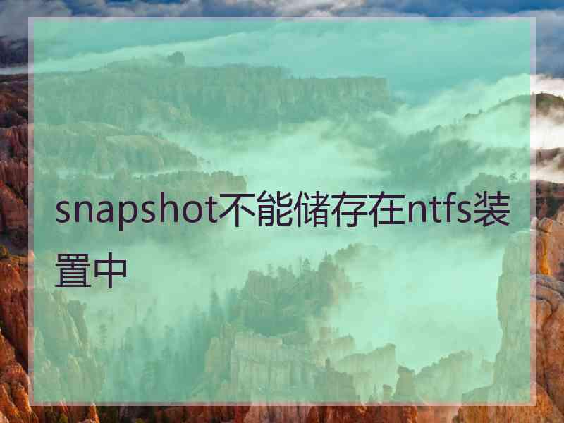 snapshot不能储存在ntfs装置中