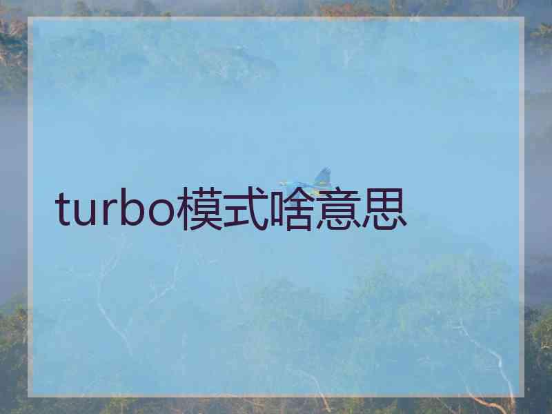 turbo模式啥意思