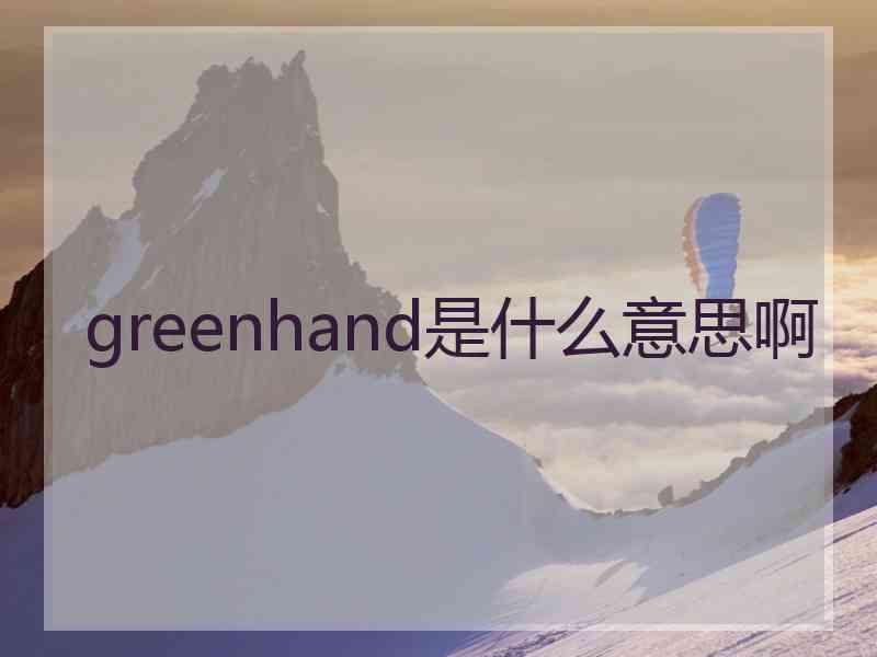 greenhand是什么意思啊