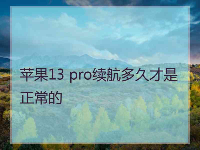 苹果13 pro续航多久才是正常的