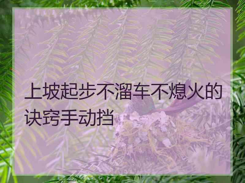 上坡起步不溜车不熄火的诀窍手动挡