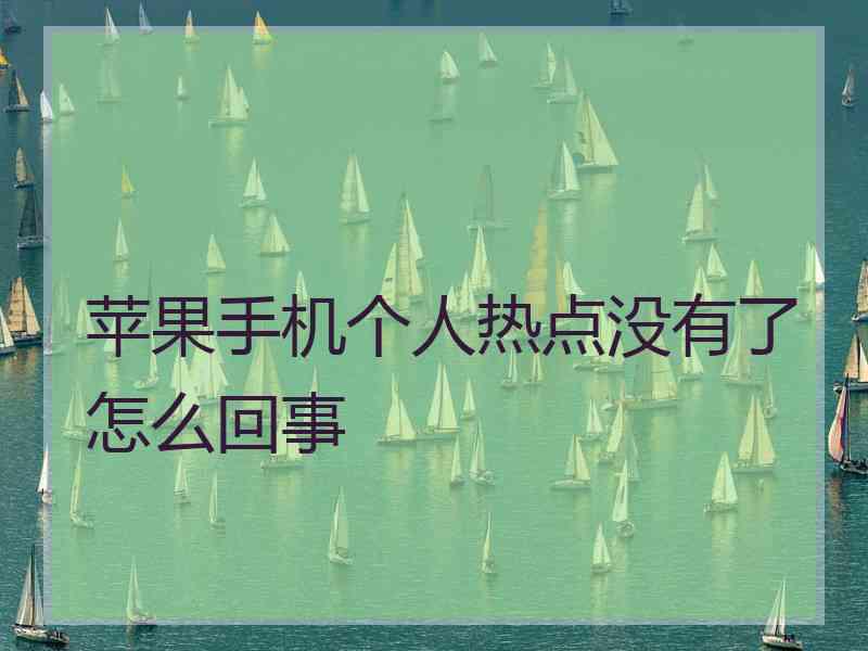 苹果手机个人热点没有了怎么回事