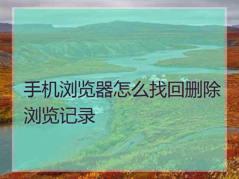 手机浏览器怎么找回删除浏览记录