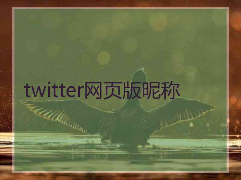 twitter网页版昵称