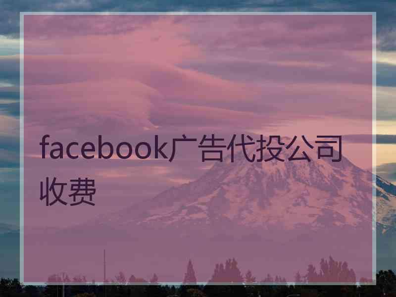 facebook广告代投公司收费