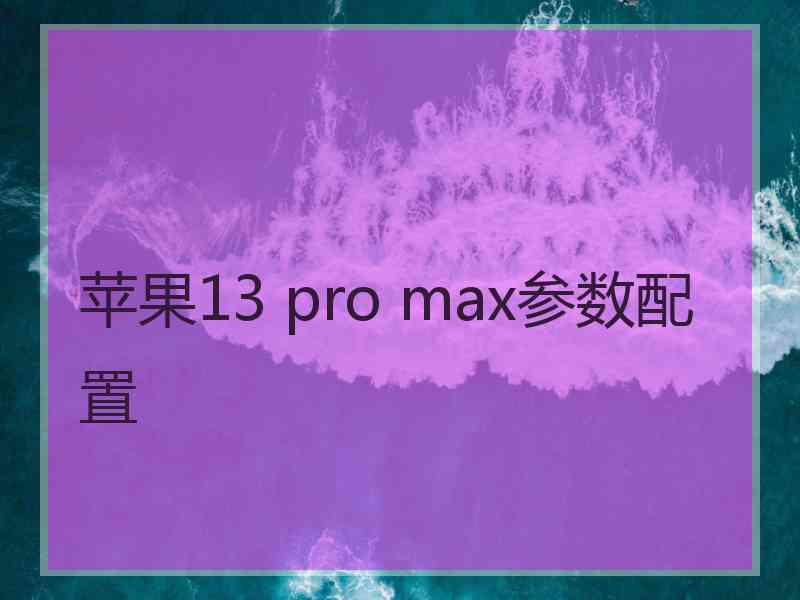 苹果13 pro max参数配置