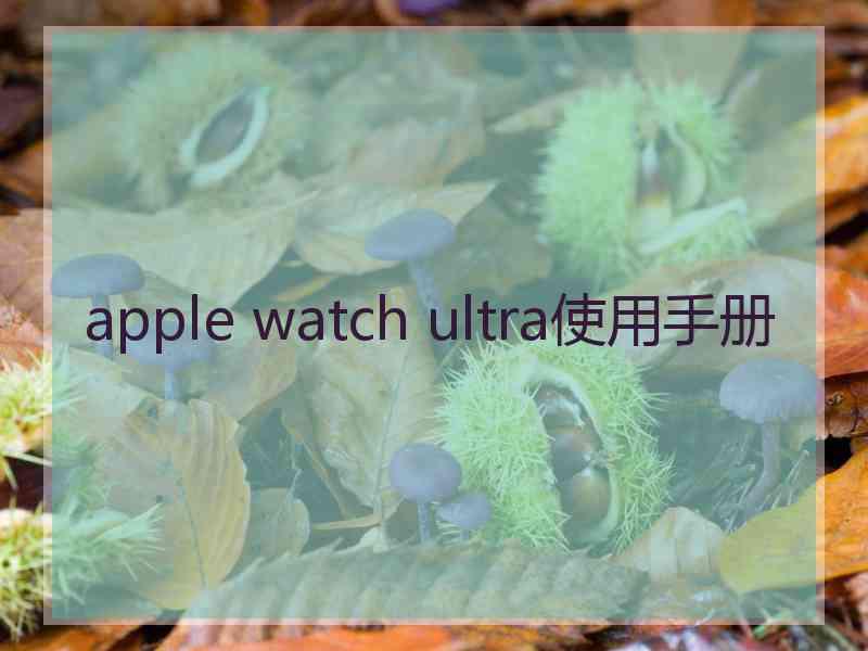 apple watch ultra使用手册