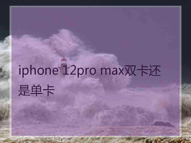 iphone 12pro max双卡还是单卡