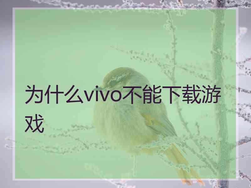 为什么vivo不能下载游戏