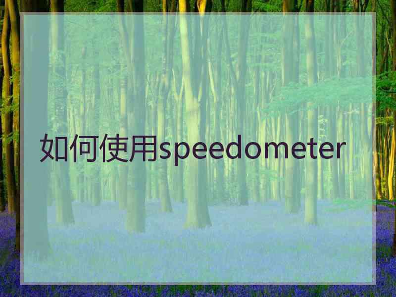 如何使用speedometer