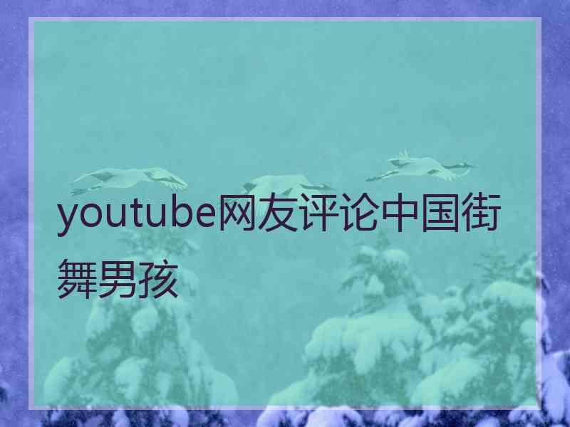 youtube网友评论中国街舞男孩