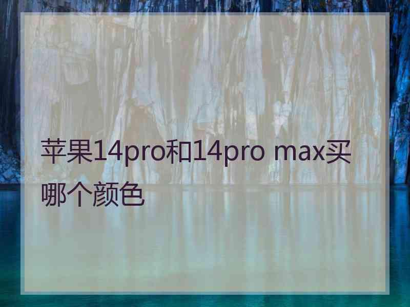 苹果14pro和14pro max买哪个颜色