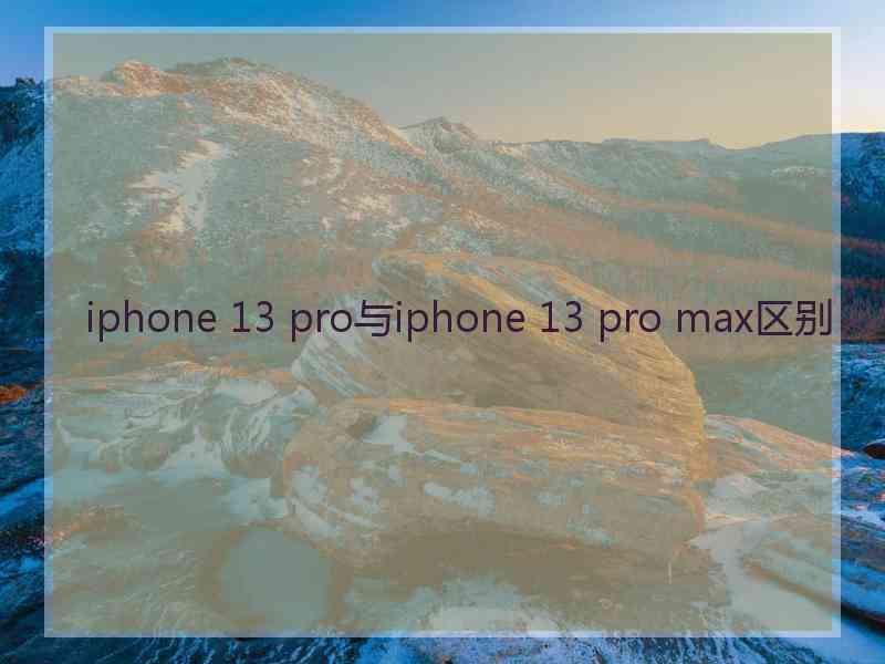 iphone 13 pro与iphone 13 pro max区别