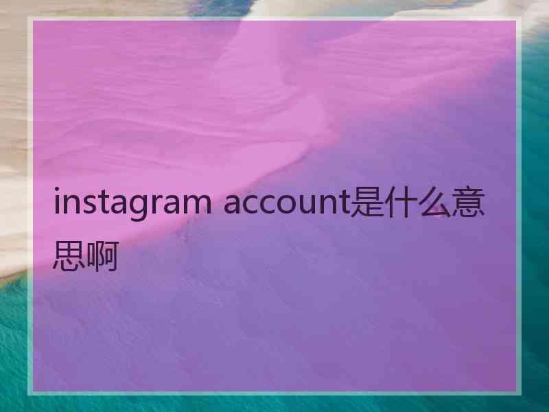 instagram account是什么意思啊