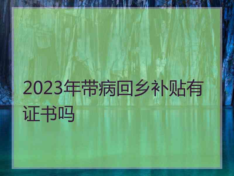 2023年带病回乡补贴有证书吗