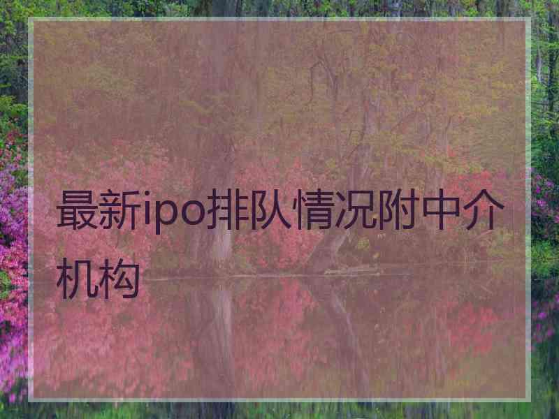 最新ipo排队情况附中介机构