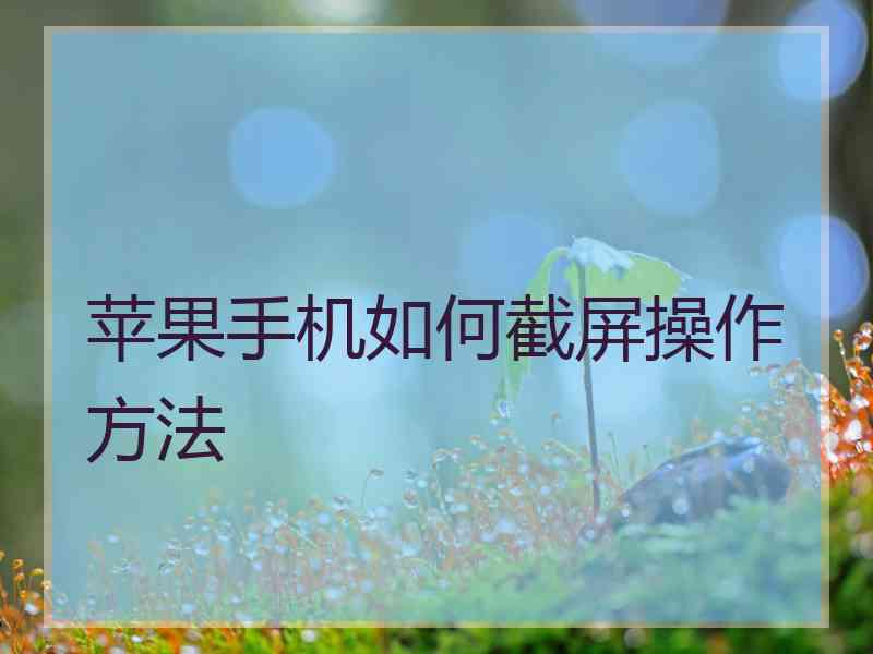 苹果手机如何截屏操作方法