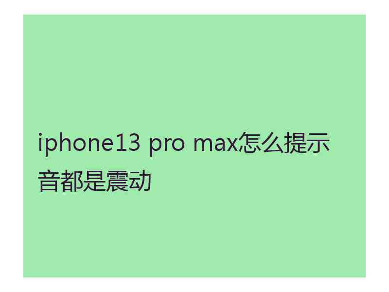 iphone13 pro max怎么提示音都是震动