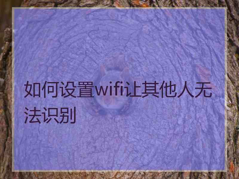 如何设置wifi让其他人无法识别