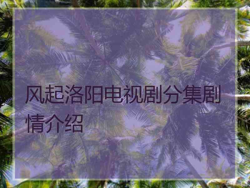 风起洛阳电视剧分集剧情介绍