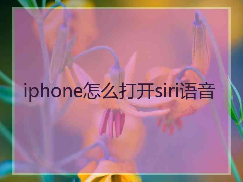 iphone怎么打开siri语音