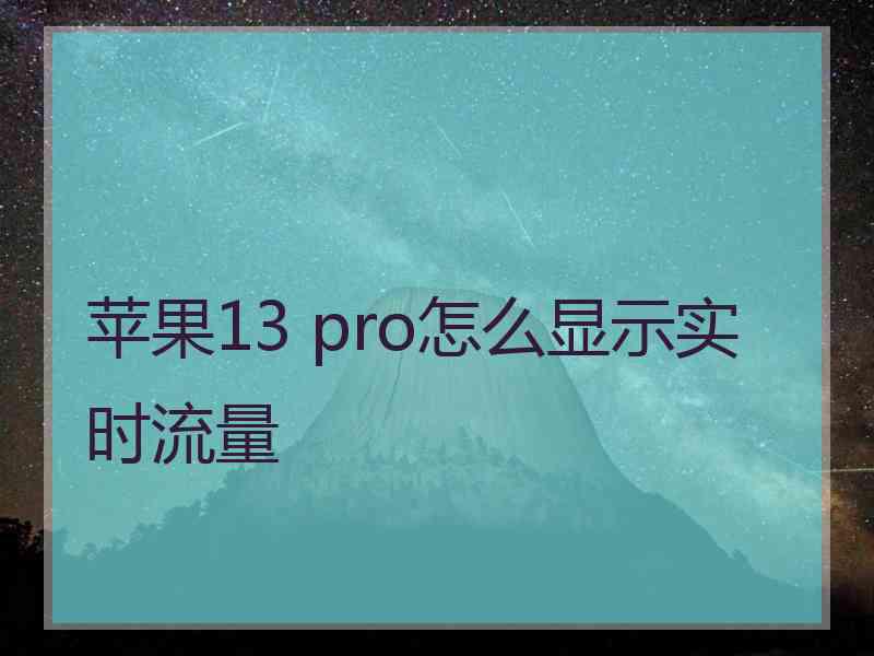 苹果13 pro怎么显示实时流量