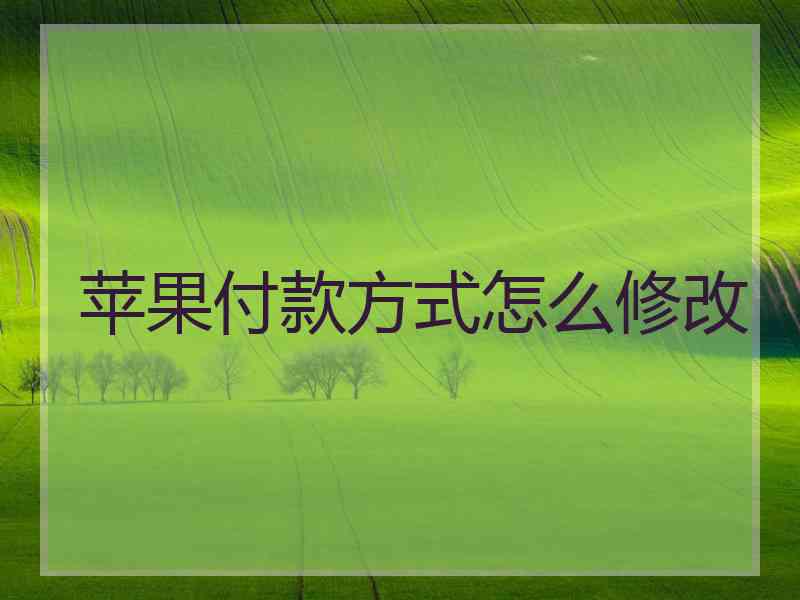 苹果付款方式怎么修改