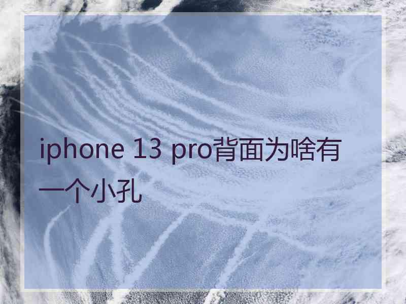 iphone 13 pro背面为啥有一个小孔