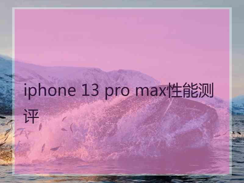 iphone 13 pro max性能测评