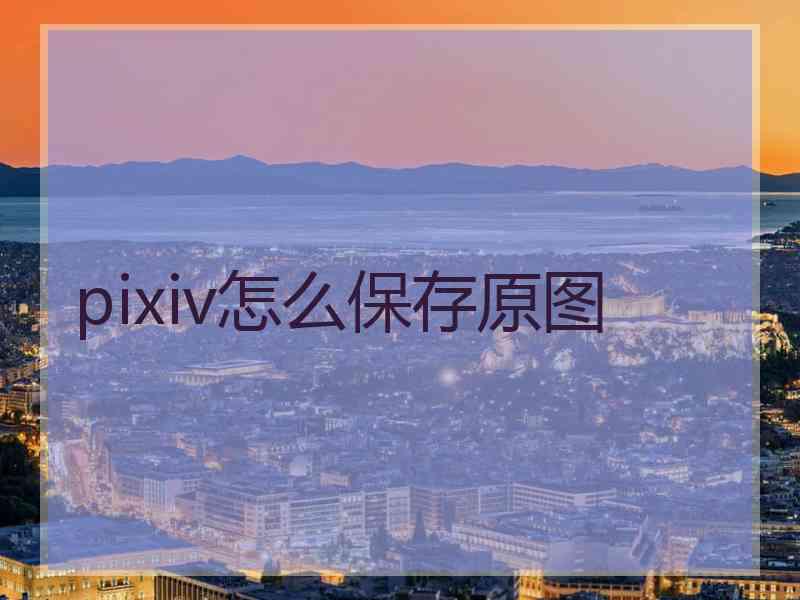 pixiv怎么保存原图