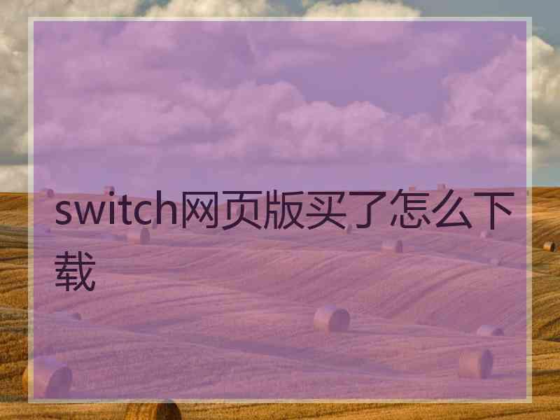 switch网页版买了怎么下载