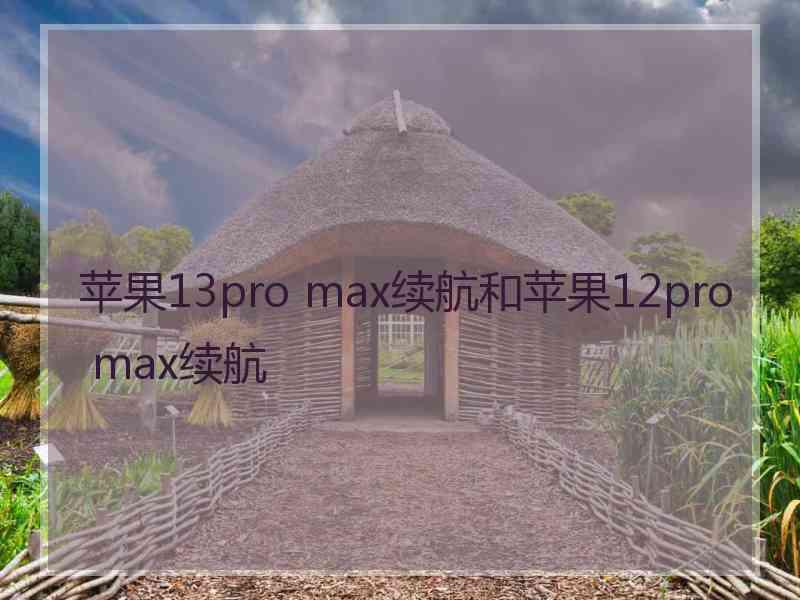 苹果13pro max续航和苹果12pro max续航