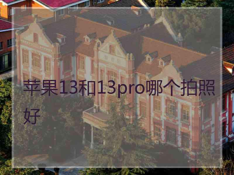 苹果13和13pro哪个拍照好