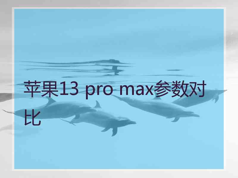 苹果13 pro max参数对比