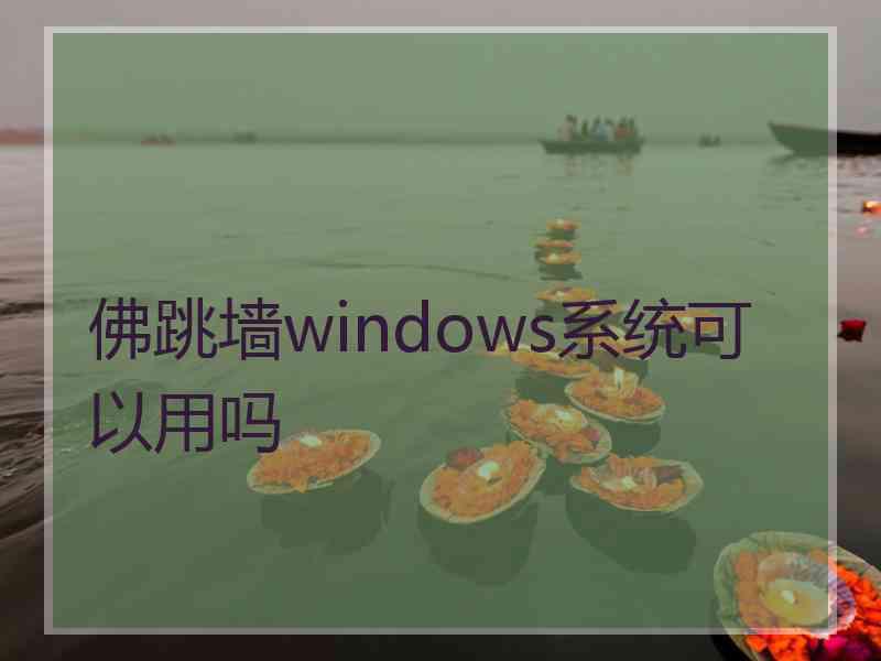 佛跳墙windows系统可以用吗