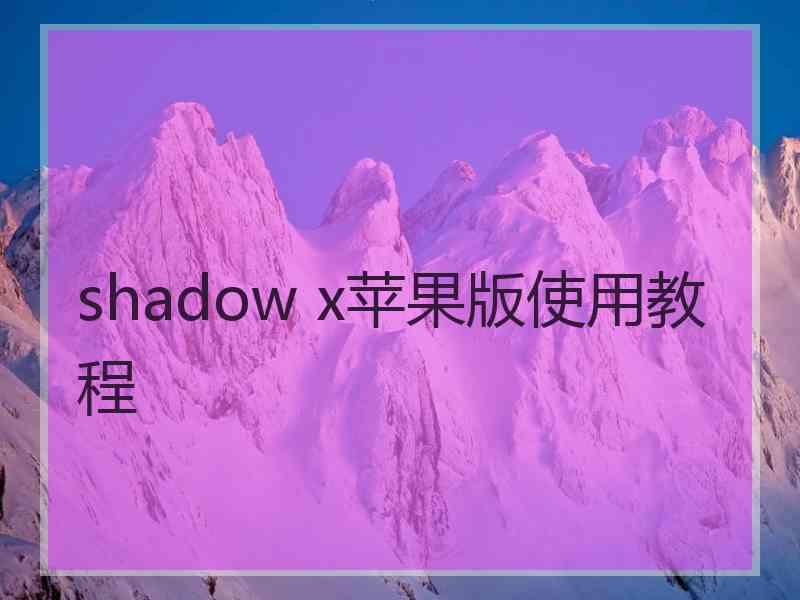 shadow x苹果版使用教程