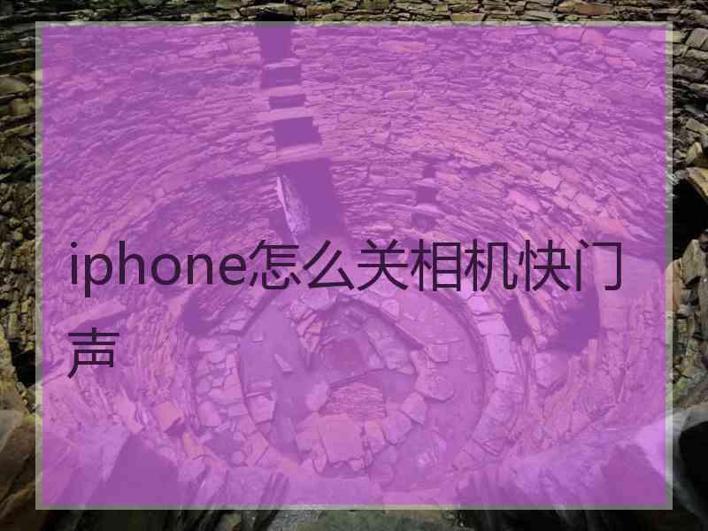 iphone怎么关相机快门声