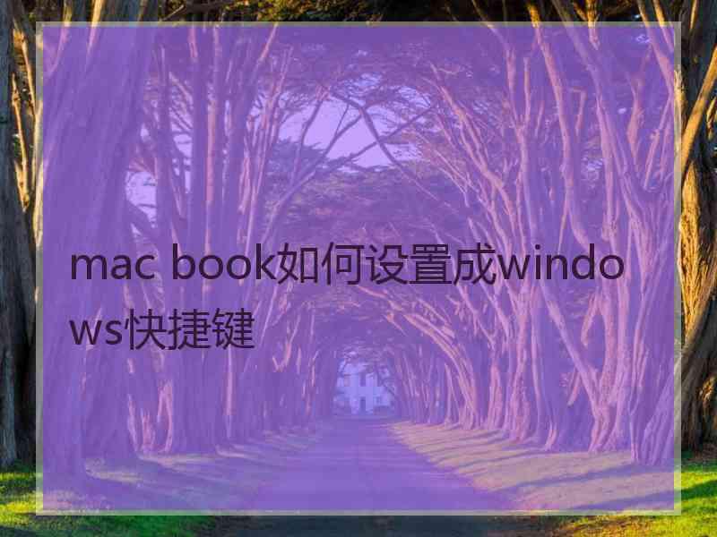 mac book如何设置成windows快捷键