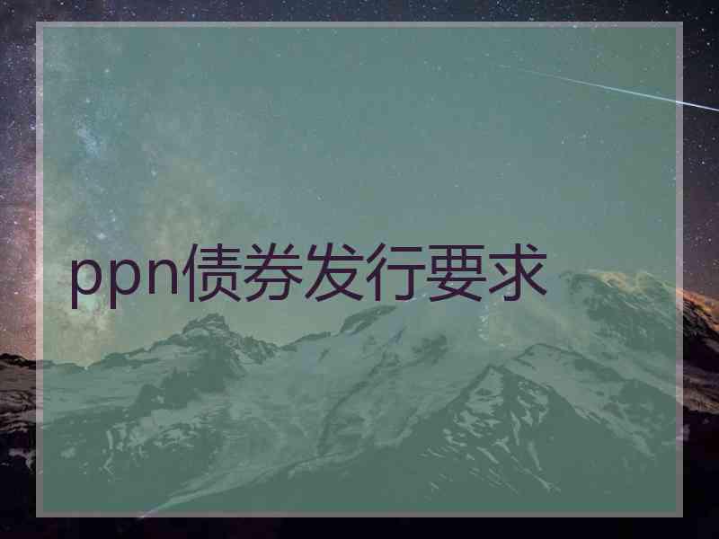 ppn债券发行要求