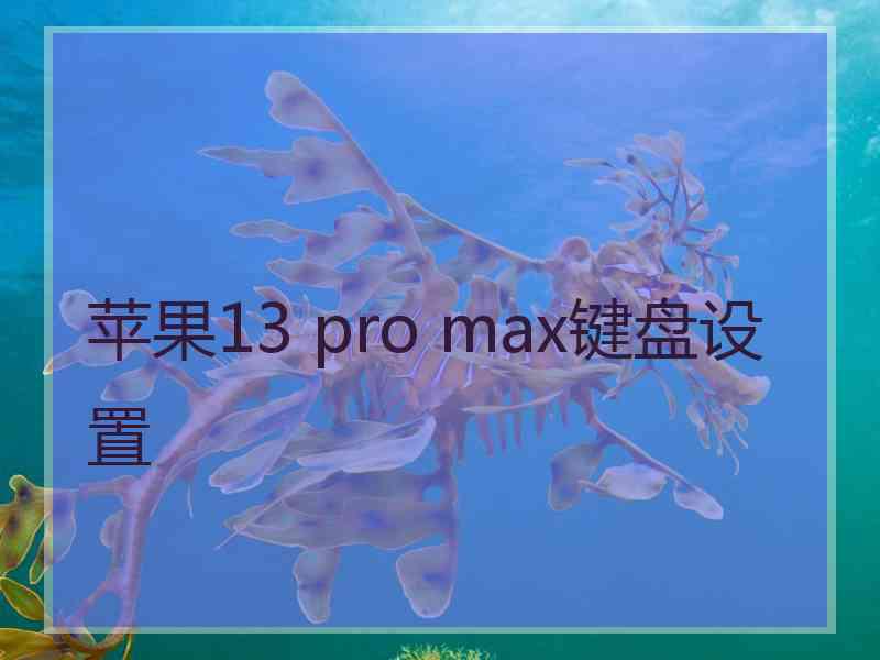 苹果13 pro max键盘设置